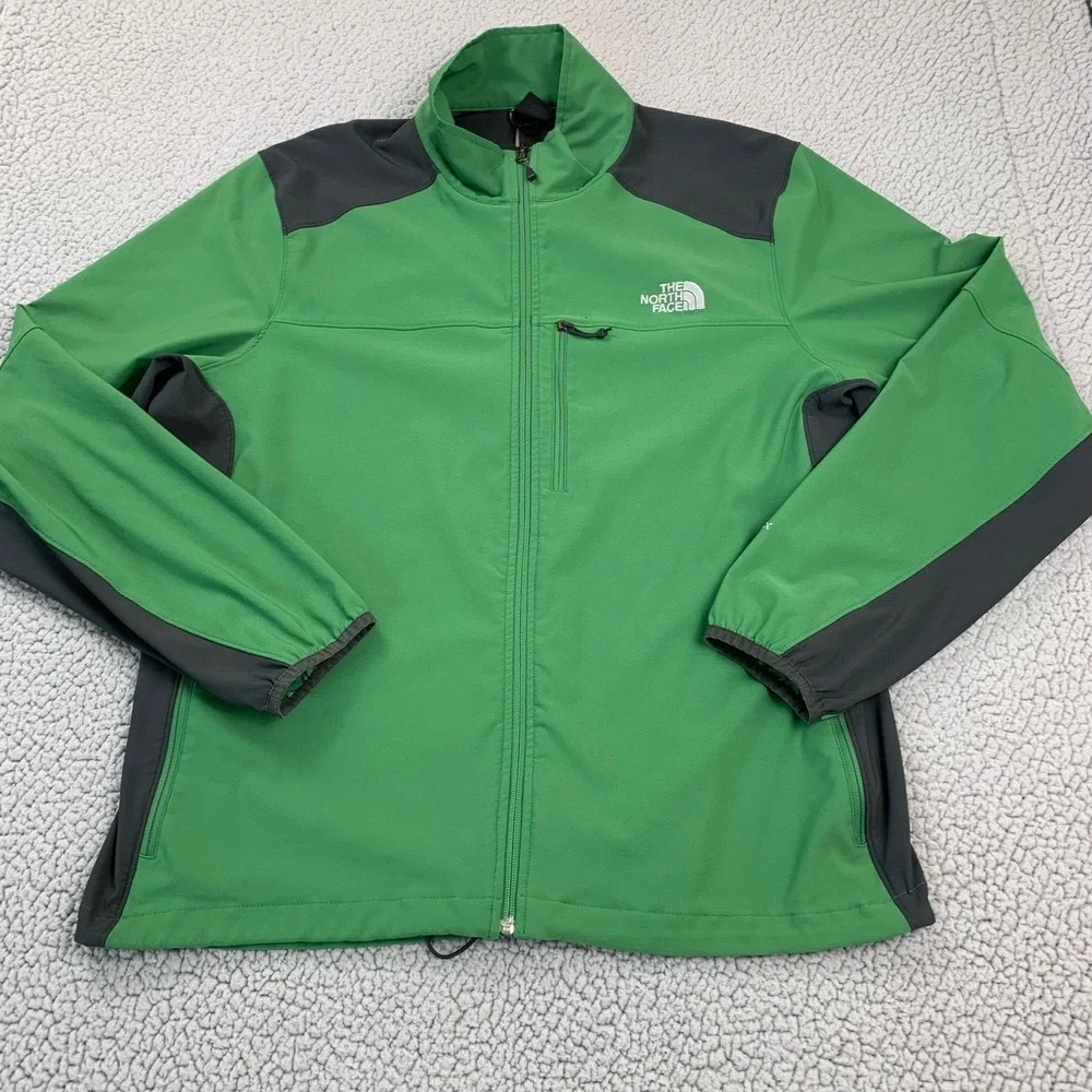 The North Face Softshell Jacket‎ Mens XL Green Grey Full Zip Stretch Apex Bionic
